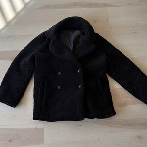 womens black sherpa coat sz medium